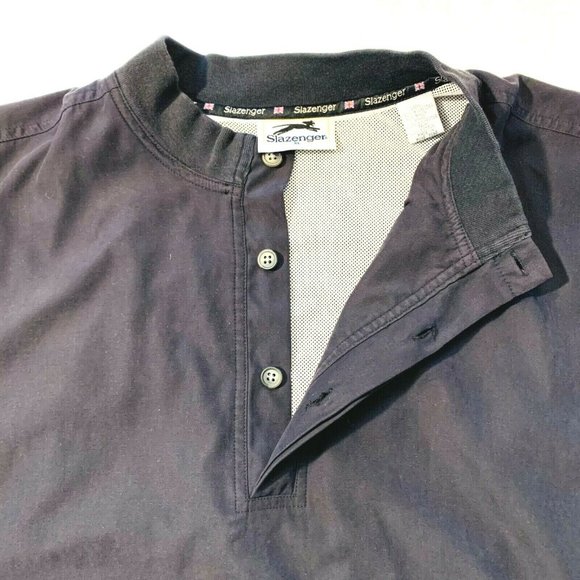 Vintage Slazenger Golf Lined Windbreaker XL Pullover Button Sweatshirt Black EUC - Picture 3 of 12